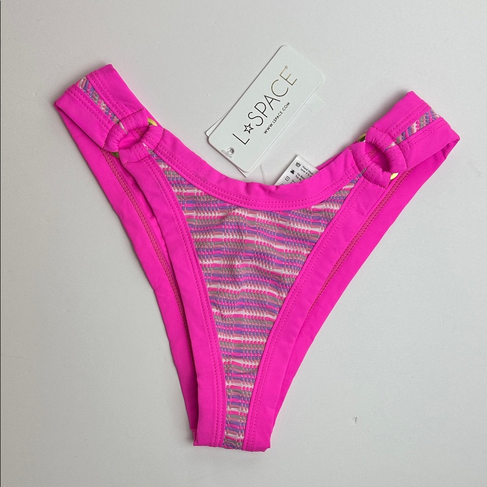 L*Space Bitsy Cut Pink Striped Bikini Bottom